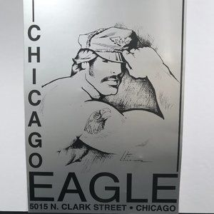 Original Vintage CHICAGO EAGLE Gay Leather Bar Poster Art by Etienne 1970's-80's